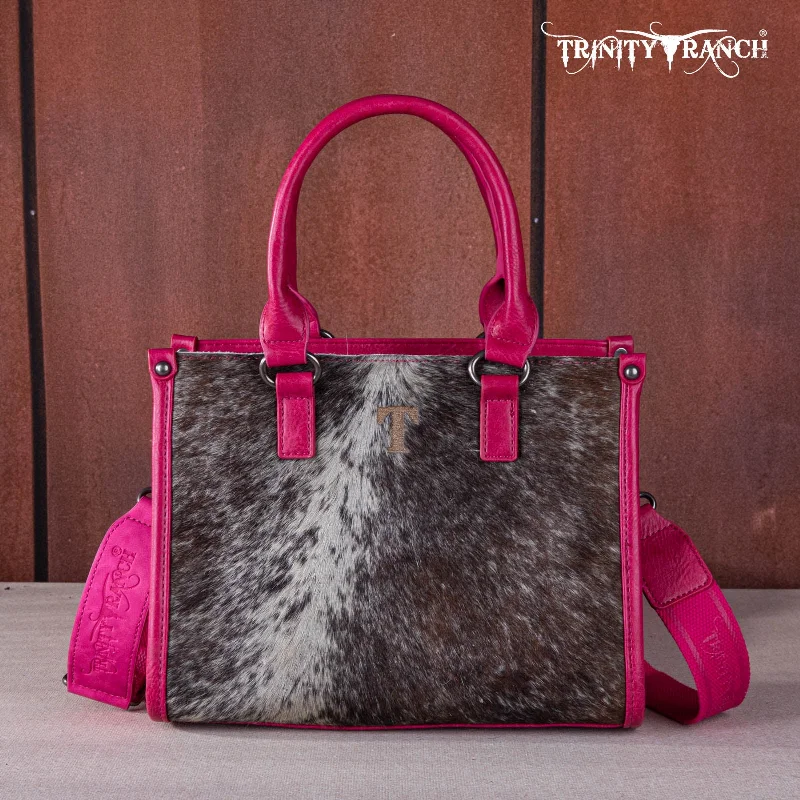 Ladies Handbag Colorful Accents -TR164-8250A  Trinity Ranch Hair On Cowhide Tooling Concealed Carry Tote/Crossbody