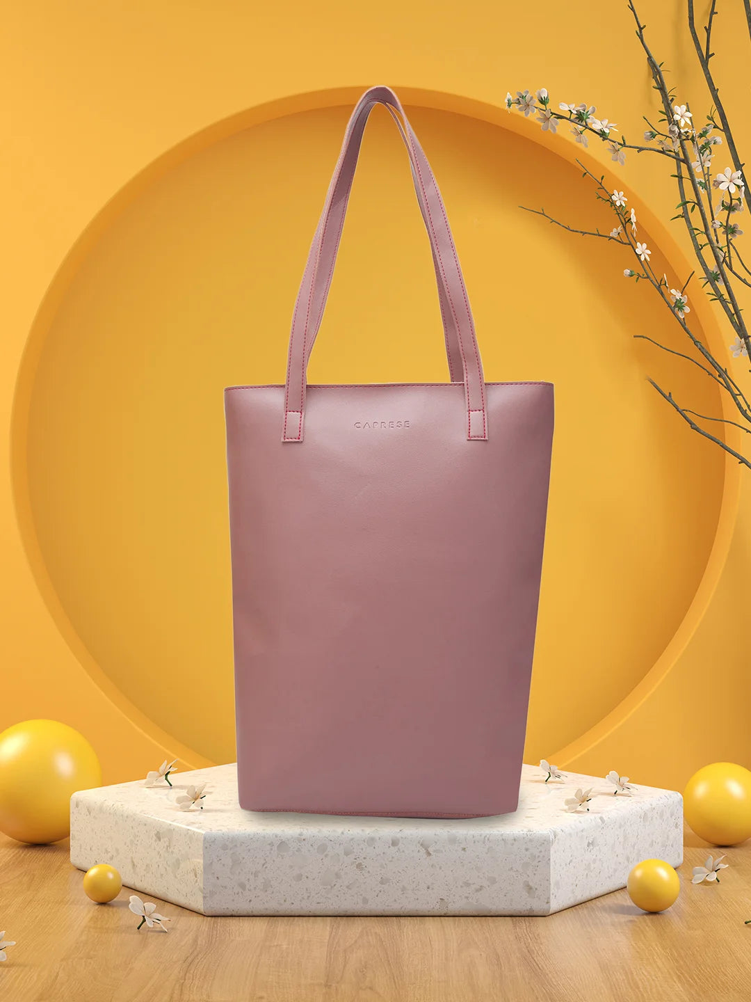 Ladies Tote Bag Suede Finish -Caprese Zyla Tote Large Dusky Pink