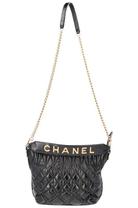 Ladies' dumpling bag sale price -CHANEL 2019 Logo Hobo Crossbody Bag Black