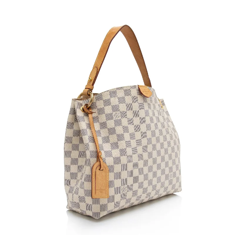 Ladies' dumpling bag key benefits -Louis Vuitton Damier Azur Graceful PM Hobo (SHF-hko0ik)