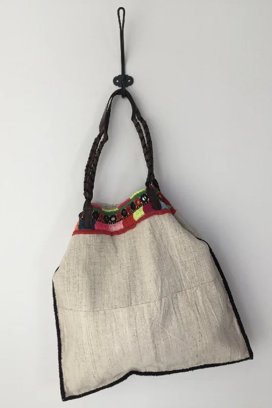 Ladies Tote Bag Office Essential -EMBROIDERED HEMP TOTE BAG ANN