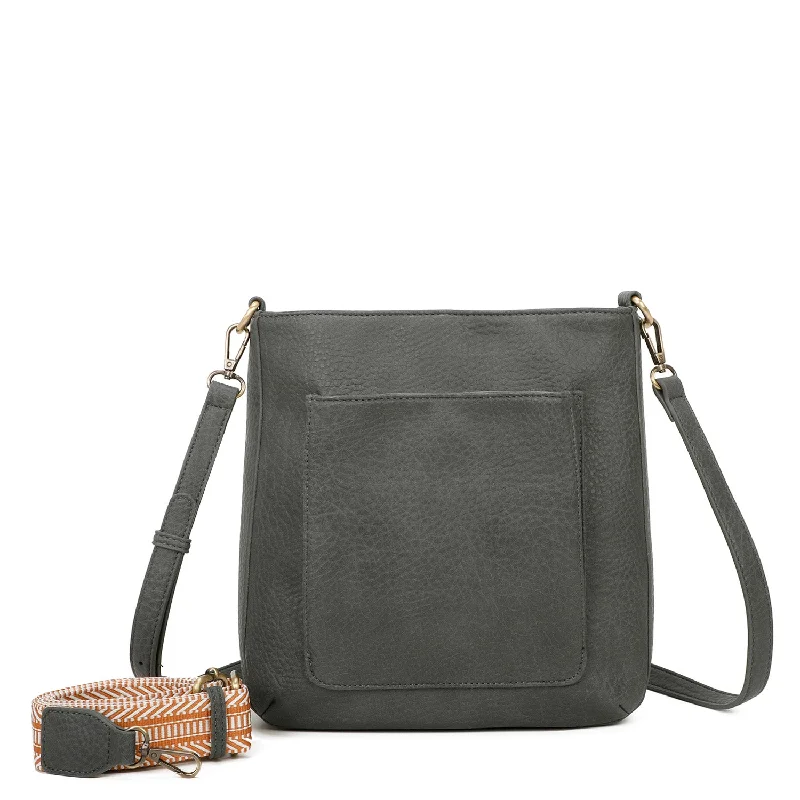 Ladies' crossbody bag swap -Zara Vegan Leather Multi Interchangeable Strap Crossbody - Dark Grey