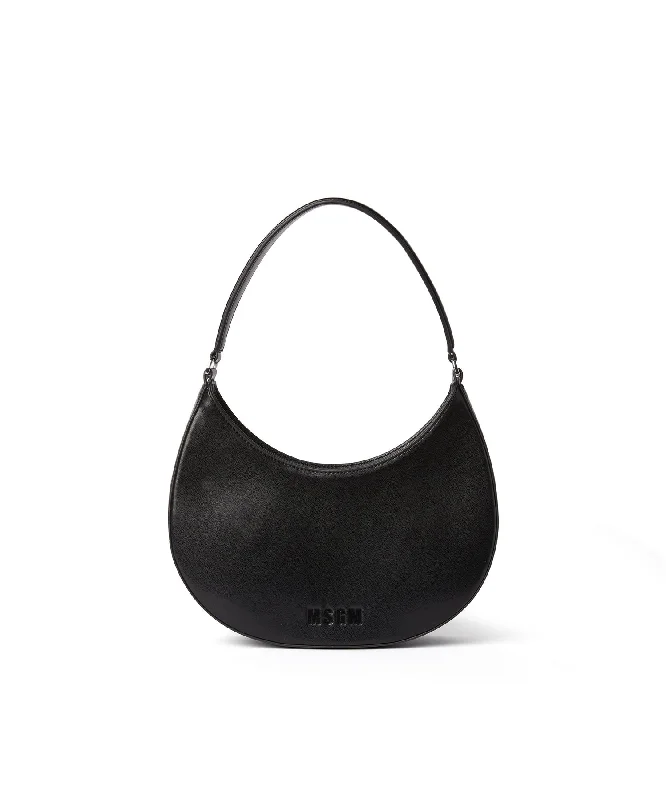 Ladies' dumpling bag swap option -Opaque faux leather small "Hobo" shoulder bag Black