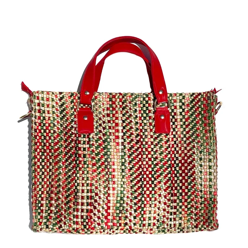 Ladies Tote Bag Minimalist Style -Red Tweed Tote