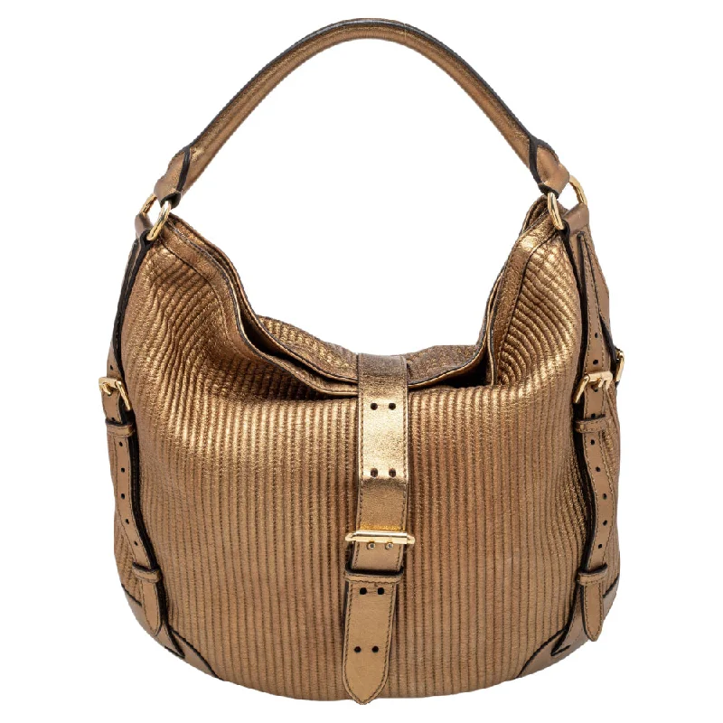 Ladies' dumpling bag debut reveal -Burberry Gold Quilted Leather Hobo