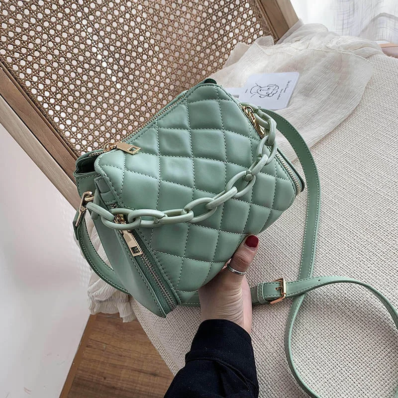 Ladies Bucket Bag Daily Essential -Solid Color PU Leather Bucket Bags For Women 2020 Fashion Chain Shoulder Crossbody Bag Female Handbags and Purse