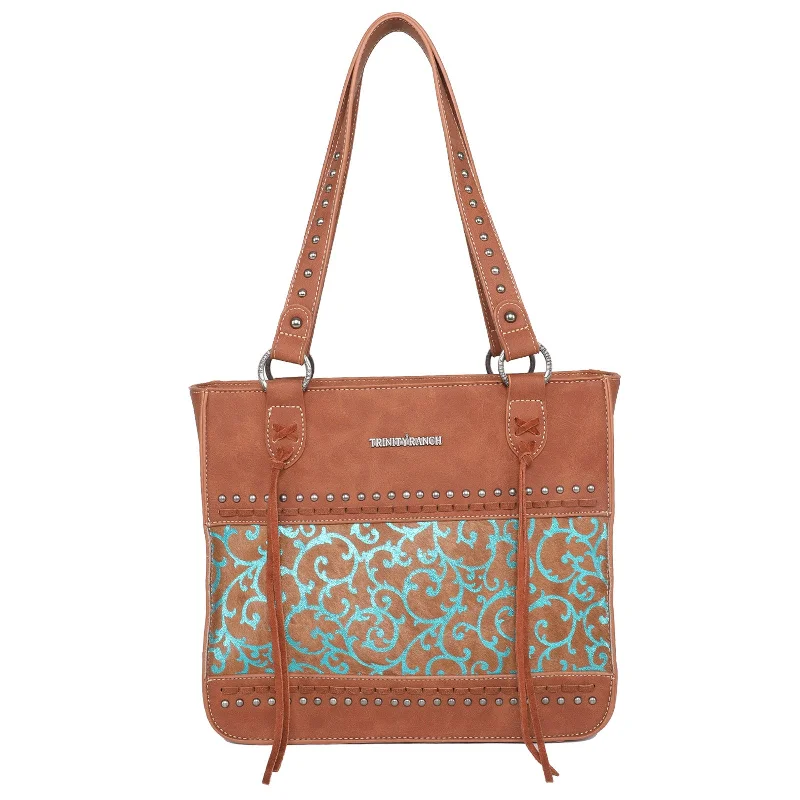 Ladies Handbag Canvas Material -TR137G-8260 Trinity Ranch Hair On Cowhide Collection Concealed Carry Tote