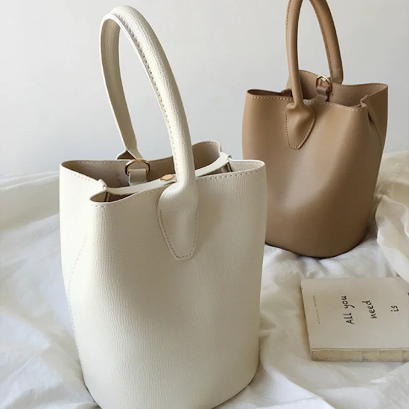 Ladies Bucket Bag Minimalist Style -Elena Handbags Chic Leather Bucket Bag