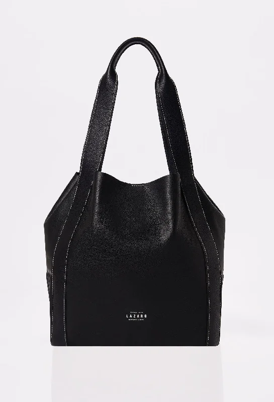 Ladies Bucket Bag Lightweight Style -Black Leather Bucket Bag 'Ushuaia'