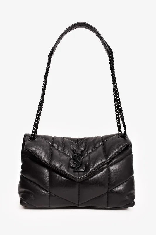 Ladies Handbag Black Classic -Saint Laurent Black Quilted Leather Small LouLou Puffer Shoulder Bag