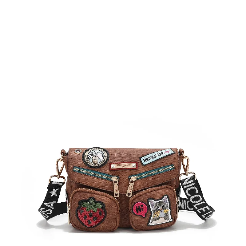 Ladies' crossbody bag sleeve -MULTI PATCH FLAP CROSSBODY