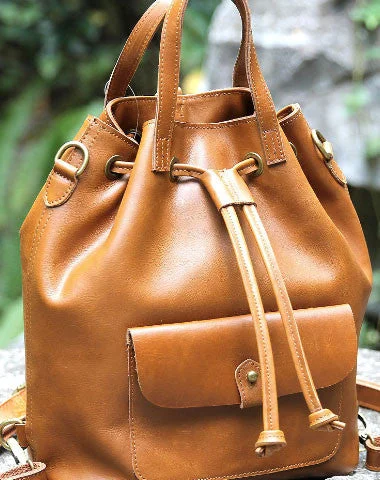 Ladies Bucket Bag Lightweight Canvas -Handmade Leather backpack bag shoulder bag bucket bag women leather purse