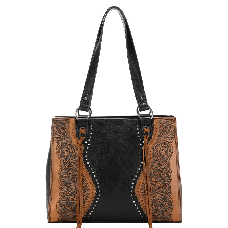 Ladies Handbag Luxury Canvas -TR147G-8036 Trinity Ranch Tooled Collection Concealed Carry Tote