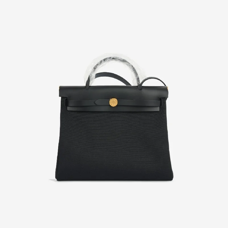 Ladies Handbag Retro Chic -Hermès Hermes - Herbag 31 - Noir Canvas / Hunter GHW - Brand New