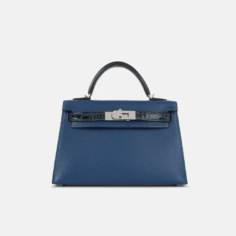 Ladies Handbag Bold Style -Hermès Hermès - Mini Kelly Touch - Deep Bleu Madame / Bleu Altique Alligator Lisse - PHW - 2024 - Brand New