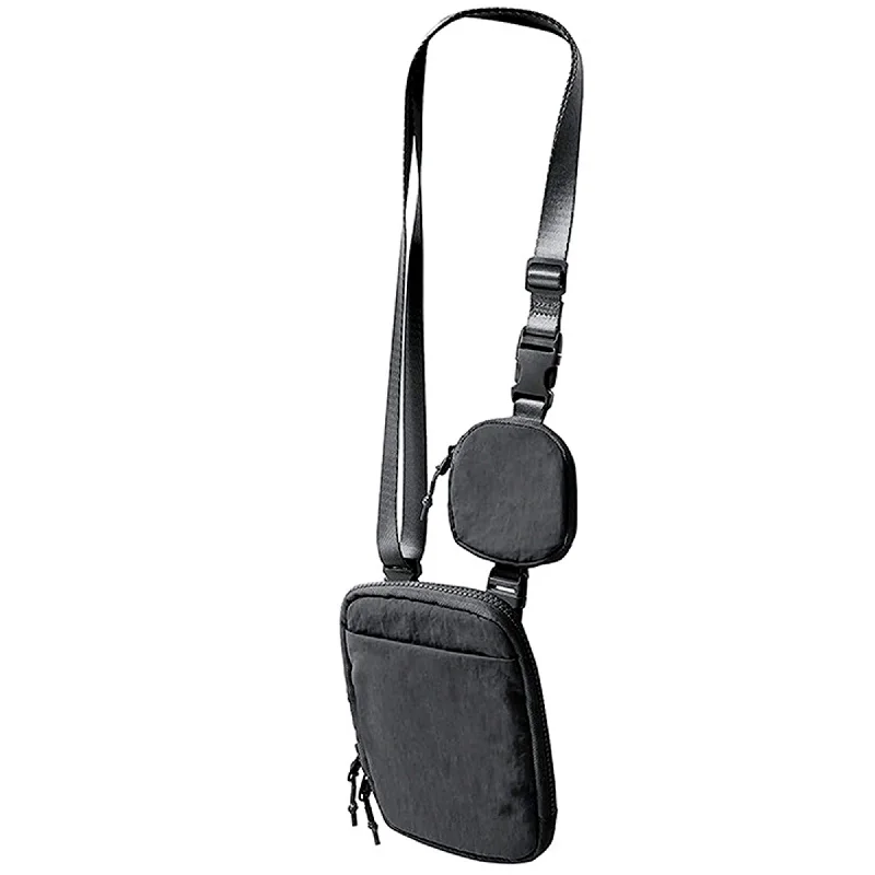 Ladies' crossbody bag exclusive -Betsie's Nylon Phone and Earphone Vertical Sling Belt Bag - Dark Grey