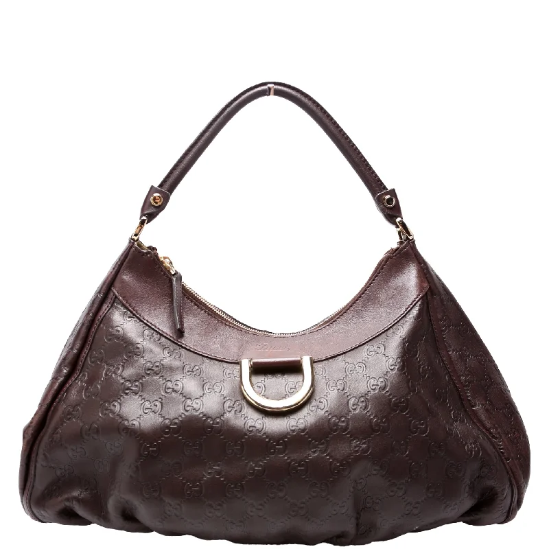 Ladies' dumpling bag soft lining -Guccissima D Ring Hobo Brown