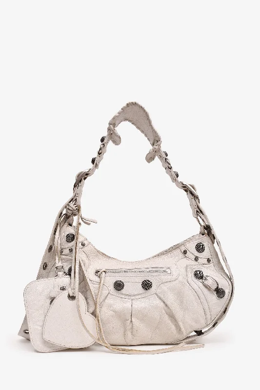 Ladies Handbag Vintage Charm -Balenciaga White Leather Le Cagole Small 2022 Shoulder Bag