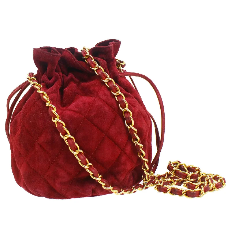 Ladies Bucket Bag Modern Chic -CHANEL 1986-1988 Bucket Bag Mini Red Suede 91407