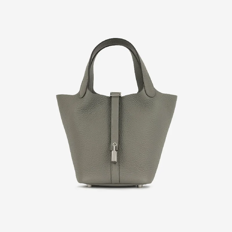 Ladies Handbag Secure Zippers -Hermès Hermès - Picotin 18 - Gris Meyer Clemence Leather PHW - Brand New - 2024