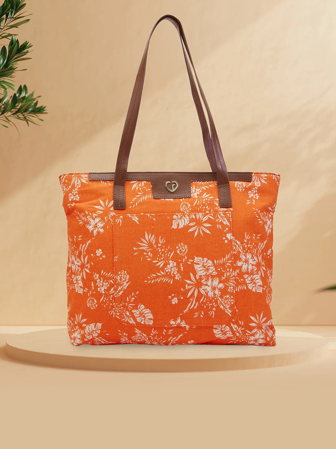 Ladies Tote Bag Vibrant Prints -Caprese Kendall Tote Large Orange