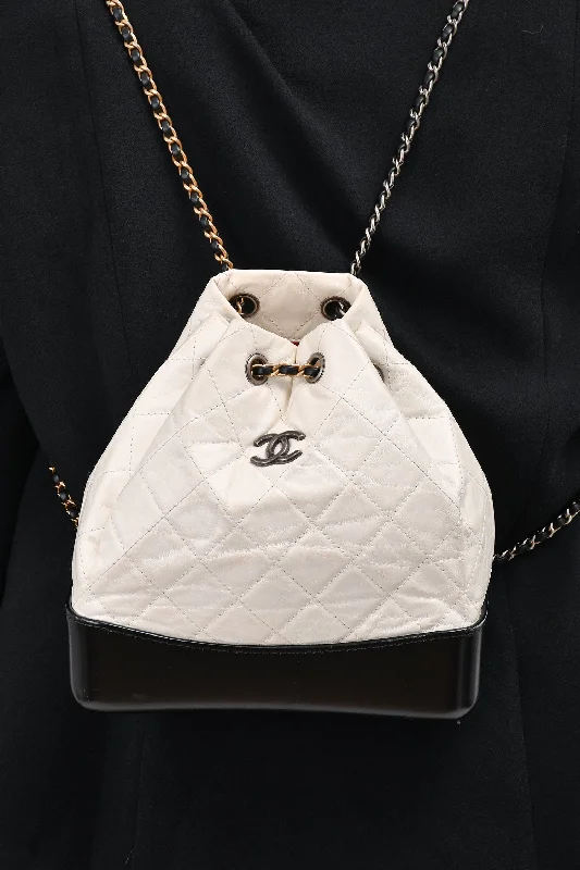 Ladies Handbag Personalized Option -Pre-Loved Chanel™ 2018 White/Black Gabrielle Backpack