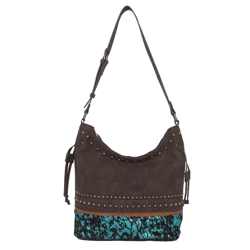 Ladies Handbag Work Essential -TR142G-918 Trinity Ranch Hair-On Cowhide Collection Concealed Carry Hobo