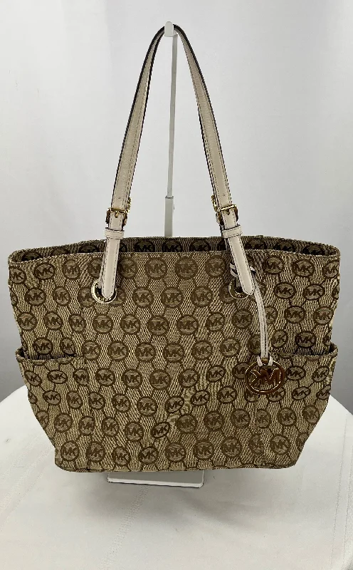 Ladies Tote Bag Casual Chic -Michael Kors Women's Jet Set East/West Tote Bag in Signature Tan Logo