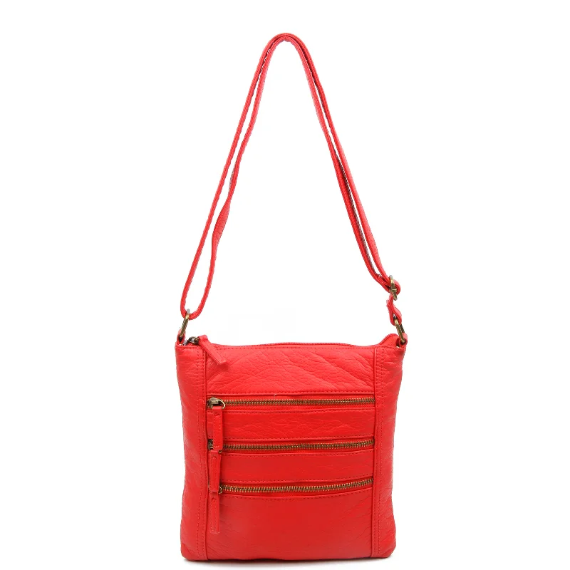 Ladies' crossbody bag catalog -The Camile Three Zip Crossbody - Poppy Red