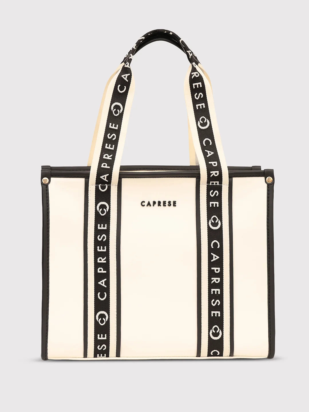 Ladies Tote Bag Shopping Essential -Caprese Trinity Tote Medium Solid Women'S Office Handbag Cream