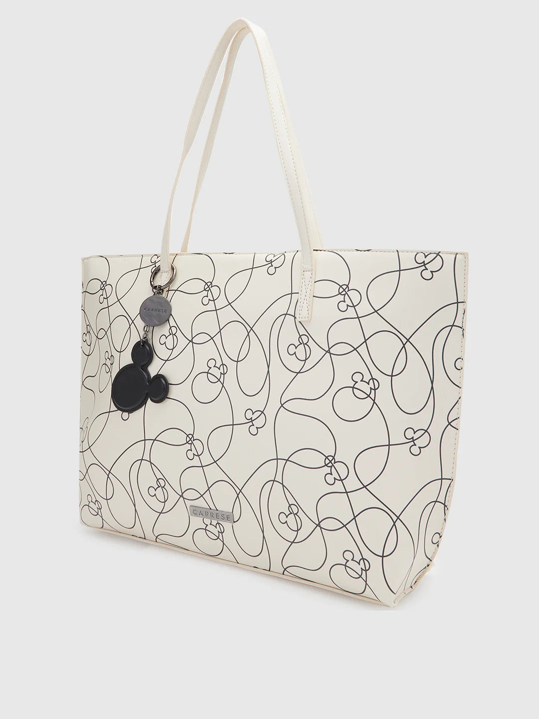 Ladies Tote Bag Durable Fabric -Caprese Disney Inspired Printed Mickey Mouse Collection Tote Large Handbag White