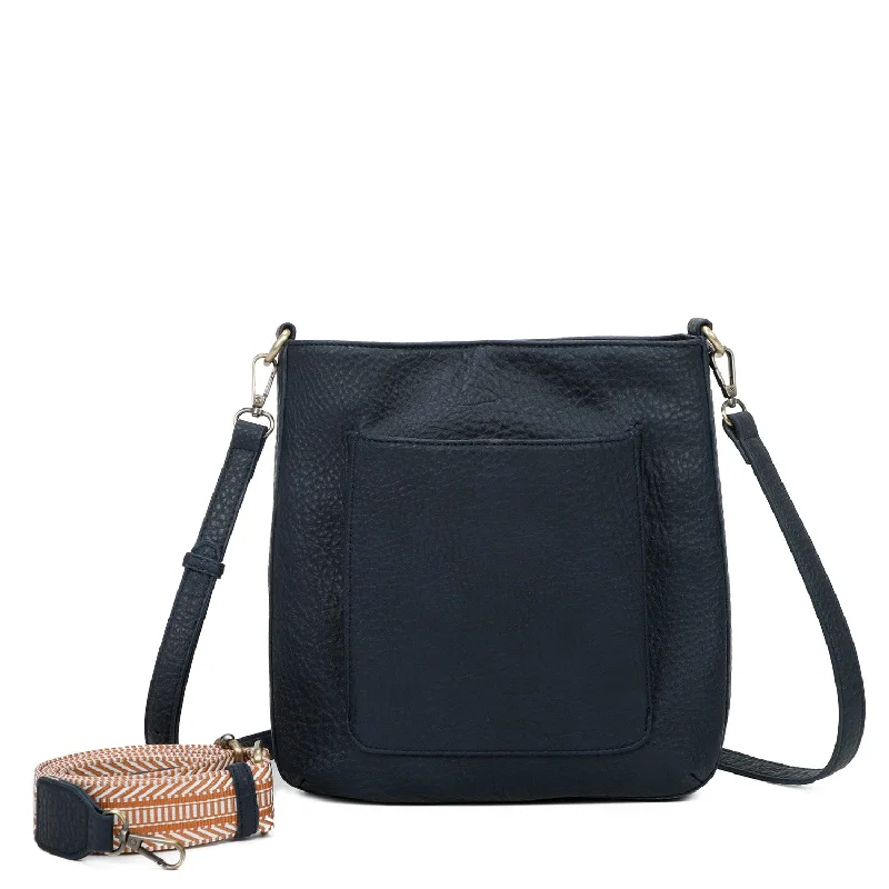 Ladies' crossbody bag holiday -Zara Vegan Leather Multi Interchangeable Strap Crossbody - Navy Blue