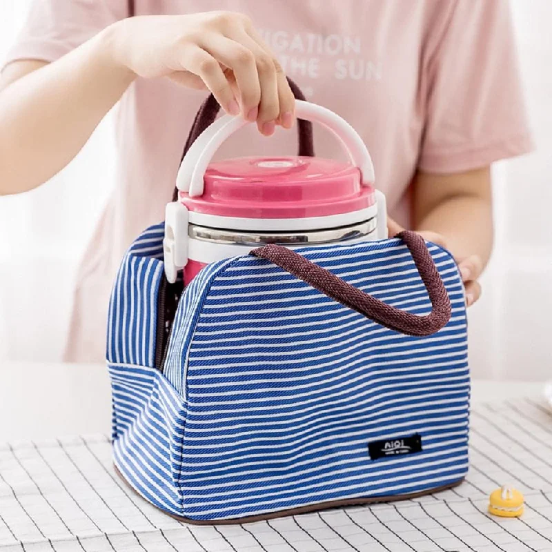 Portable Canvas Insulated Lunch Box Bag