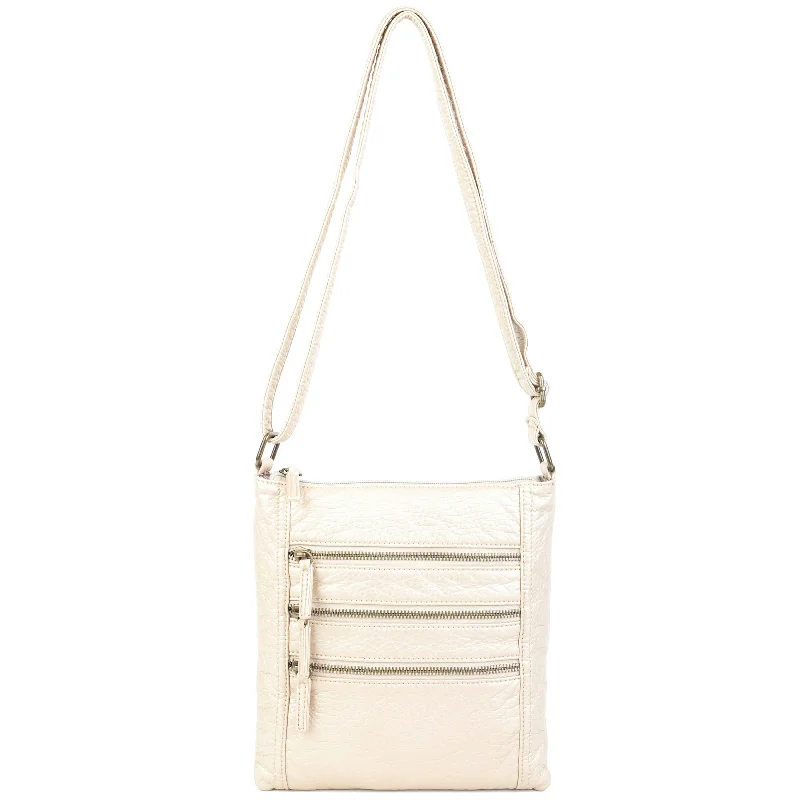 Ladies' crossbody bag bundles -The Camile Three Zip Crossbody - Champagne