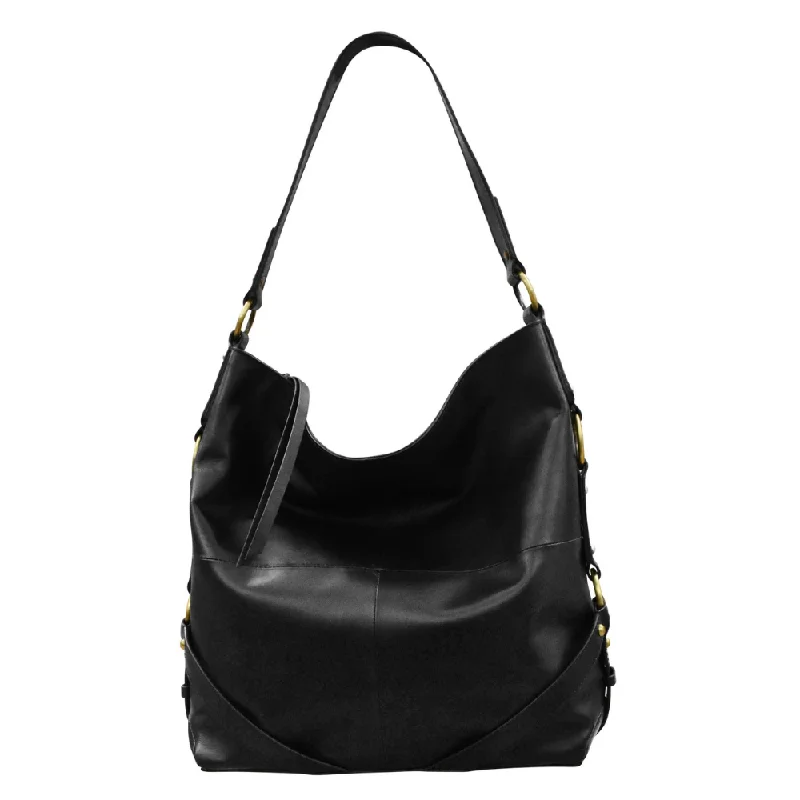 Ladies' dumpling bag 2025 trends -Ili New York Suffolk Black Leather Large Hobo (Women's)