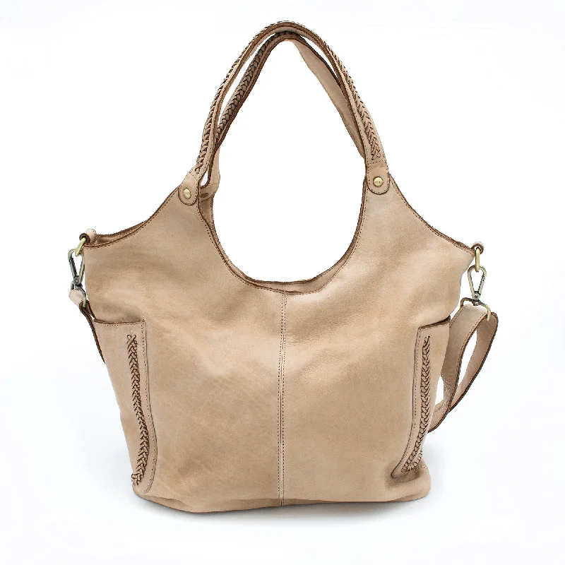 Ladies Tote Bag Minimal Design -Julia Slouchy Tote in Light Taupe