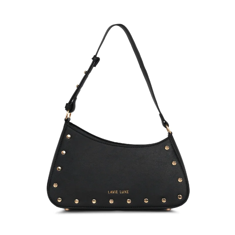 Ladies' dumpling bag bridesmaid favor -Lavie Luxe Black Small Women's Stud Hobo Bag