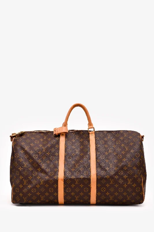 Ladies Handbag Travel Companion -Louis Vuitton 2001 Monogram Keepall 60 With Strap