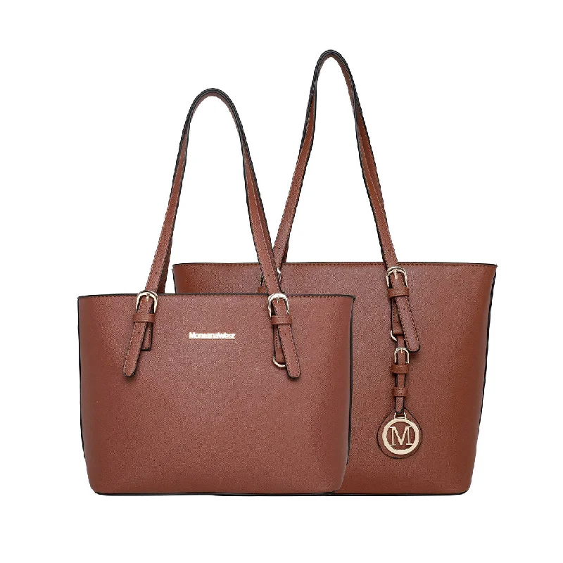 Ladies Tote Bag Summer Style -MWC2-H030  Montana West  Concealed Carry Twin Set Basic Tote Brown