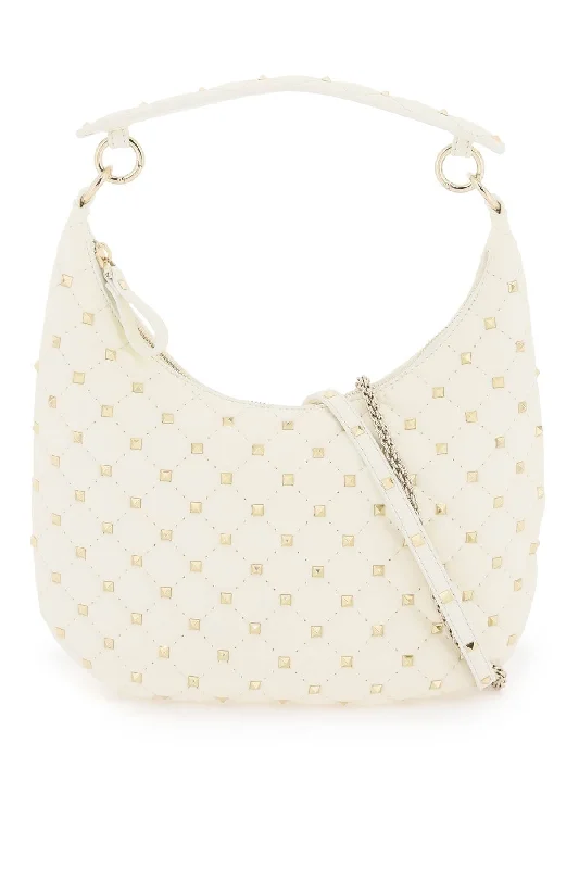 Ladies' dumpling bag secure zipper -Valentino garavani small leather 'rockstud spike' hobo bag