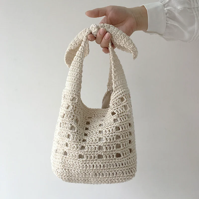 Ladies Bucket Bag Simple Style -Elena Handbags Medium Crochet Cotton Bucket Bag