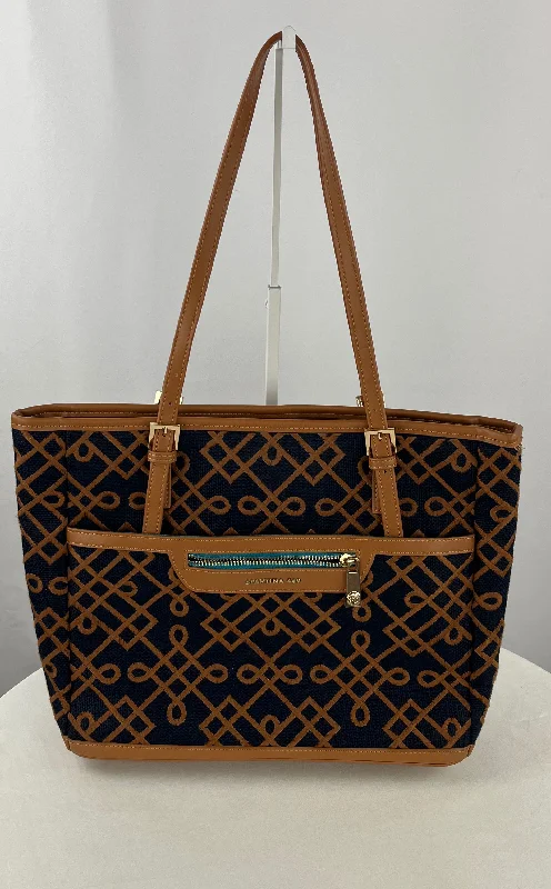 Ladies Tote Bag Structured Shape -Spartina 449 Women's Mareena Avery Navy Tan Tote Bag NWOT