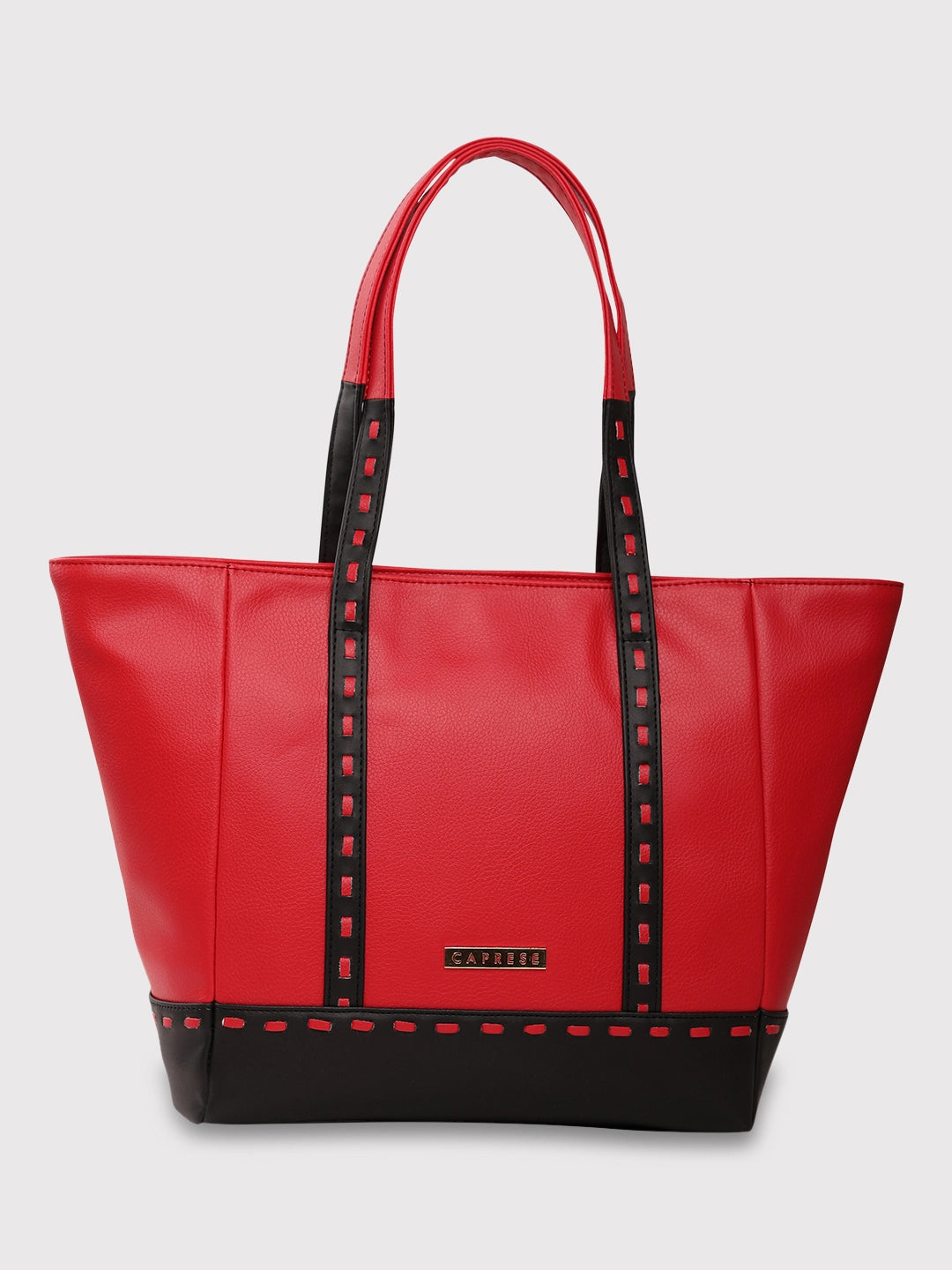 Ladies Tote Bag Retro Chic -Caprese Lucca Tote Medium Solid Women'S Office Handbag Red