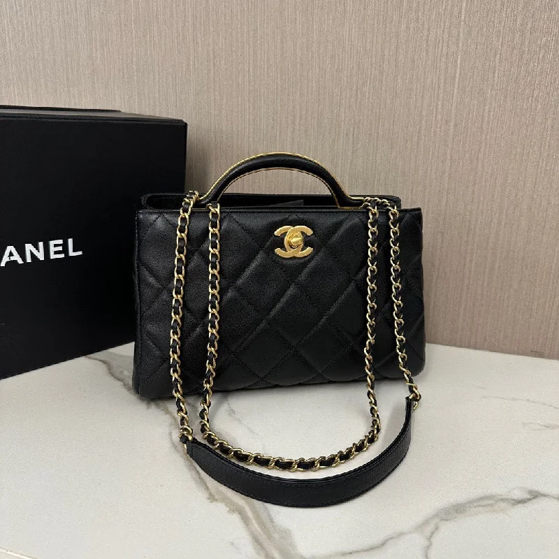 Ladies' crossbody bag winter -Brand New Chanel 21 Tote Bag Quilted Calfskin Microchip