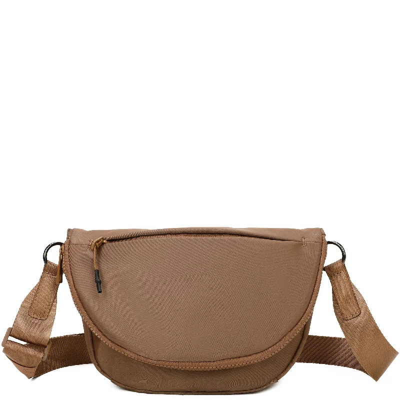 Ladies' crossbody bag clearance -Hailey's Large Half Circle Nylon Bum Fanny Bag - Caramel