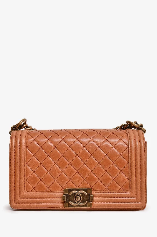 Ladies Handbag Secure Closure -Chanel™ 2012-13 Terracotta Small Boy Flap Bag (As Is)