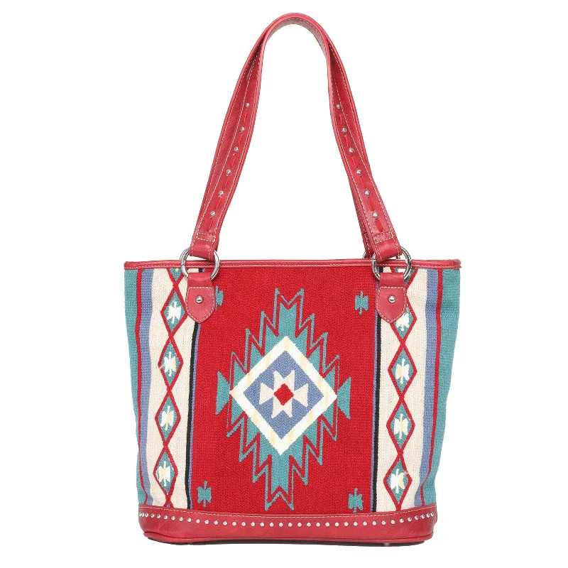 Ladies Handbag Soft Leather -MW1082G-8317 Montana West Aztec Tapestry Concealed Carry Tote