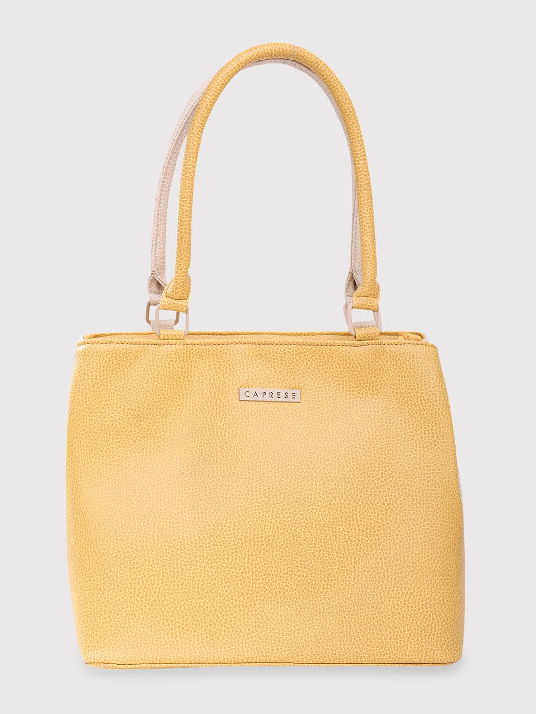 Ladies Tote Bag Sleek Minimal -Caprese Pebble Tote Medium Yellow Beige