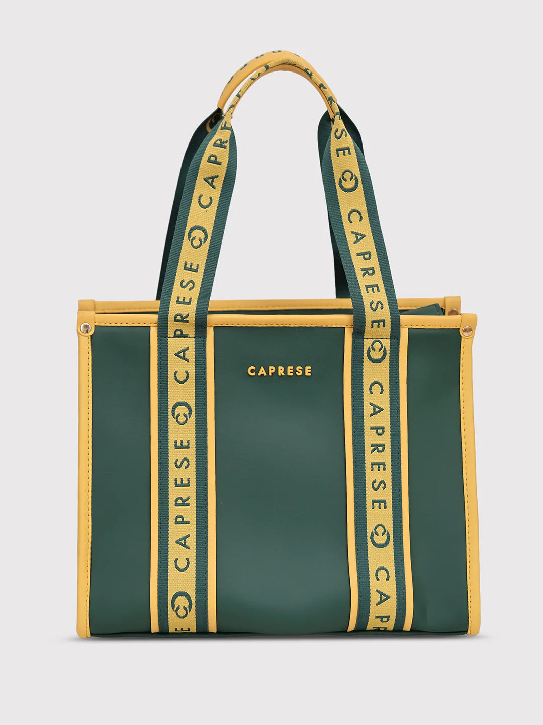 Ladies Tote Bag Roomy Pockets -Caprese Trinity Tote Medium Solid Women'S Office Handbag Dark Green