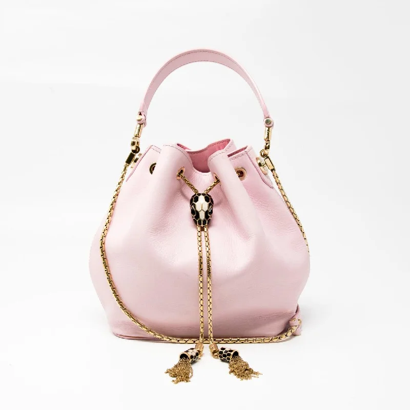 Ladies Bucket Bag Weekend Canvas -Bvlgari Pink Serpenti Forever Bucket Bag